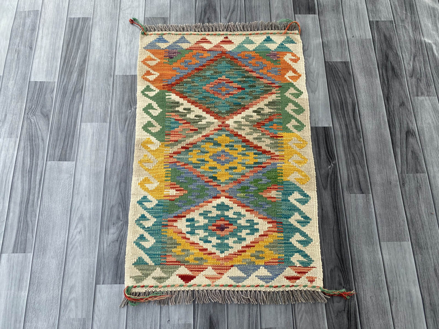 Handmade Afghan Chobi Kilim Rug 92x60 cm KAS#704