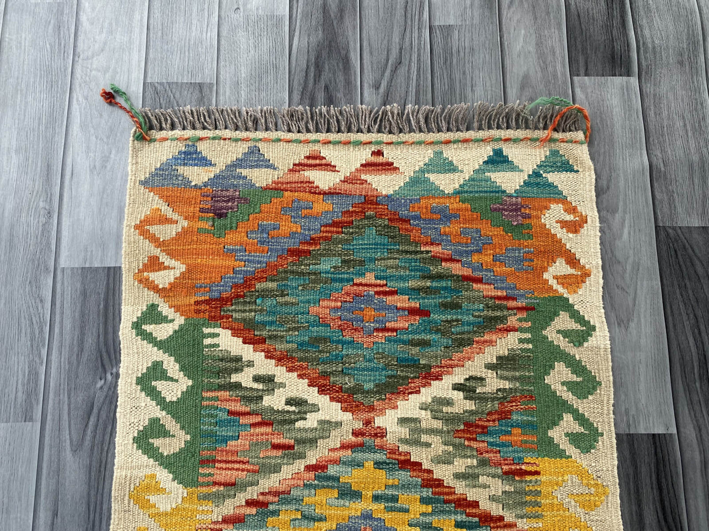 Handmade Afghan Chobi Kilim Rug 92x60 cm KAS#704