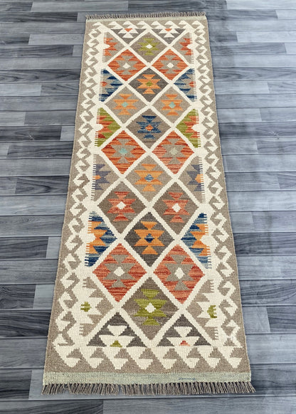Handmade Afghan Chobi Kilim Hallway Runner Rug 200 CM x 70 CM ( SS # 162 )