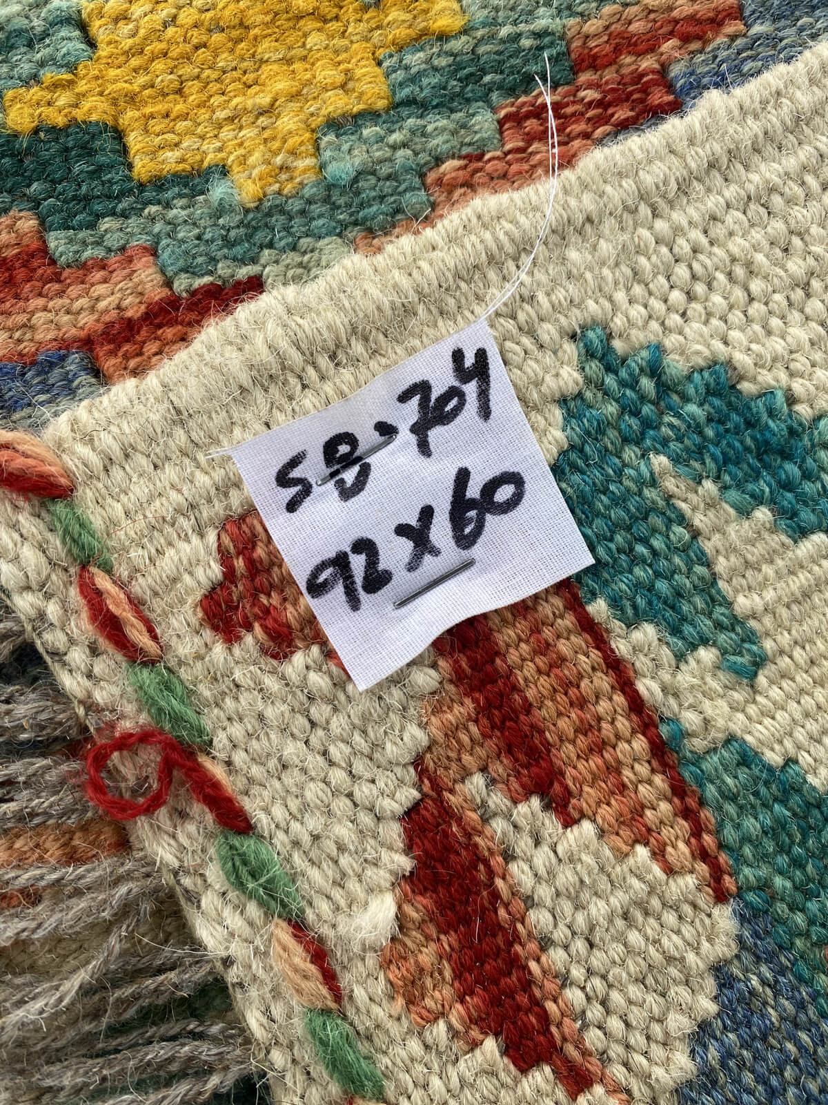 Handmade Afghan Chobi Kilim Rug 92x60 cm KAS#704