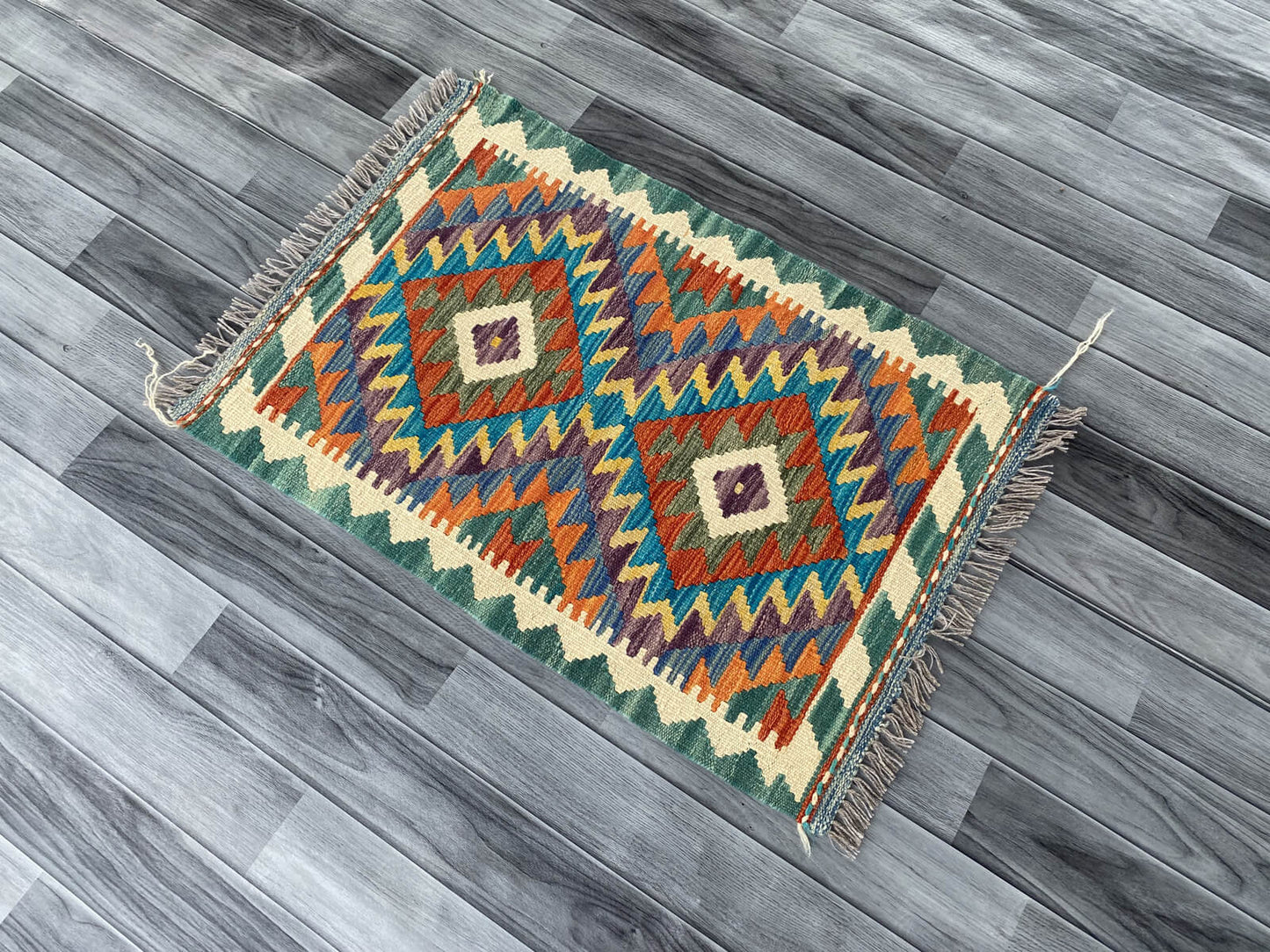 Handmade Afghan Chobi Kilim Rug 84x57 cm KAS#705