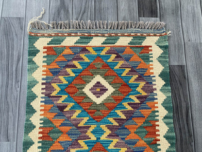 Handmade Afghan Chobi Kilim Rug 84x57 cm KAS#705