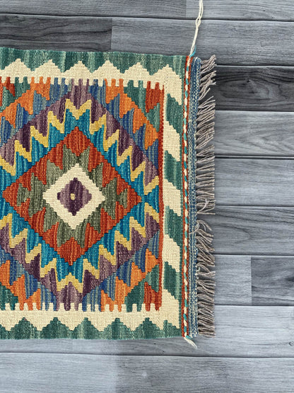 Handmade Afghan Chobi Kilim Rug 84x57 cm KAS#705