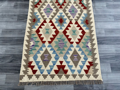 Handmade Afghan Chobi Kilim Hallway Runner Rug 200 CM x 81 CM ( SS # 161 )
