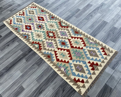 Handmade Afghan Chobi Kilim Hallway Runner Rug 200 CM x 81 CM ( SS # 161 )