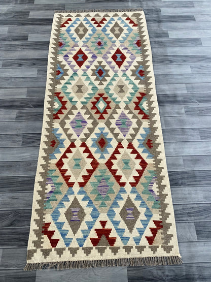 Handmade Afghan Chobi Kilim Hallway Runner Rug 200 CM x 81 CM ( SS # 161 )