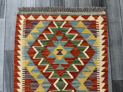 Handmade Afghan Chobi Kilim Rug 95x58 cm KAS#706