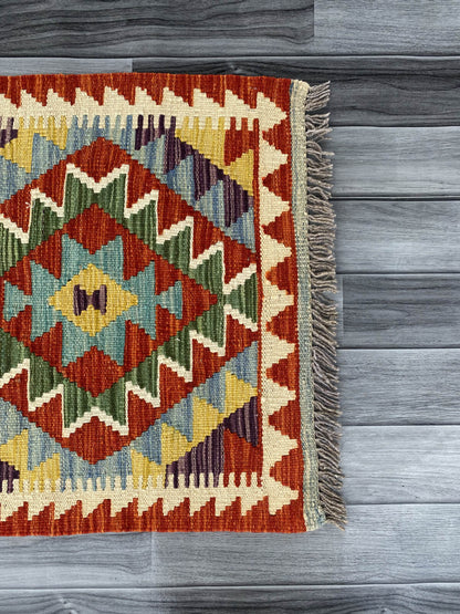 Handmade Afghan Chobi Kilim Rug 95x58 cm KAS#706