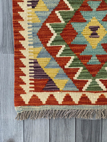 Handmade Afghan Chobi Kilim Rug 95x58 cm KAS#706