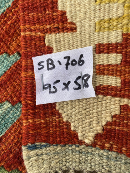 Handmade Afghan Chobi Kilim Rug 95x58 cm KAS#706