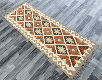Handmade Afghan Chobi Kilim Hallway Runner Rug 195 CM x 67 CM ( SS # 160 )