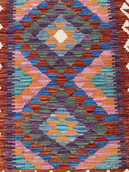 Handmade Afghan Chobi Kilim Rug 88x67 cm KAS#707
