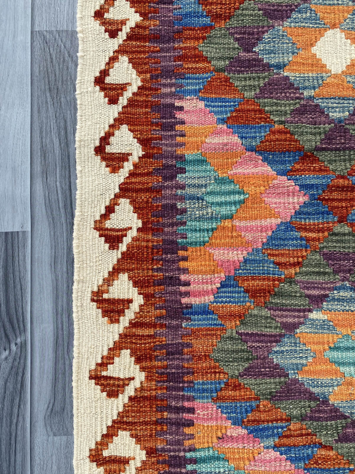 Handmade Afghan Chobi Kilim Rug 88x67 cm KAS#707
