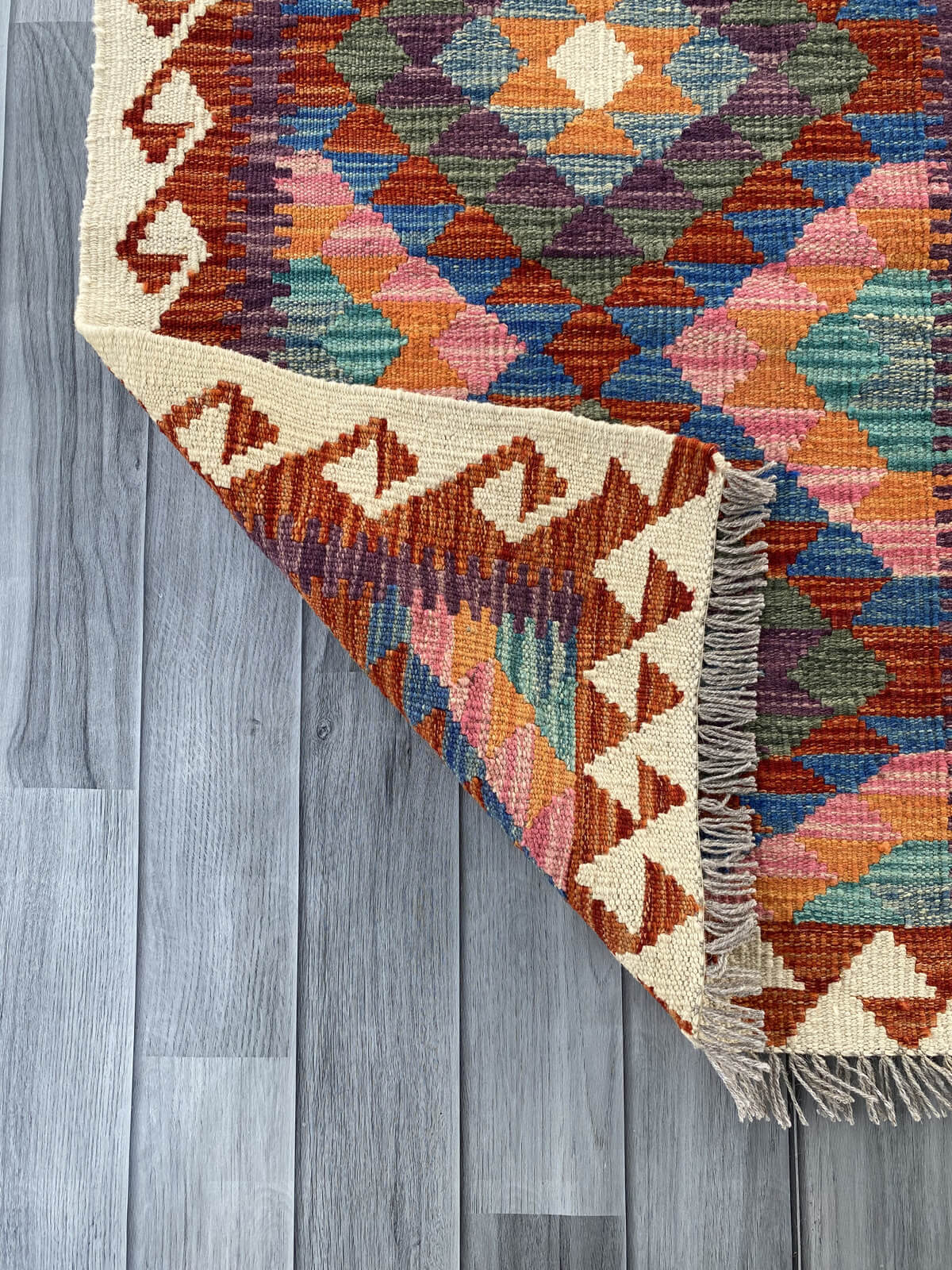 Handmade Afghan Chobi Kilim Rug 88x67 cm KAS#707