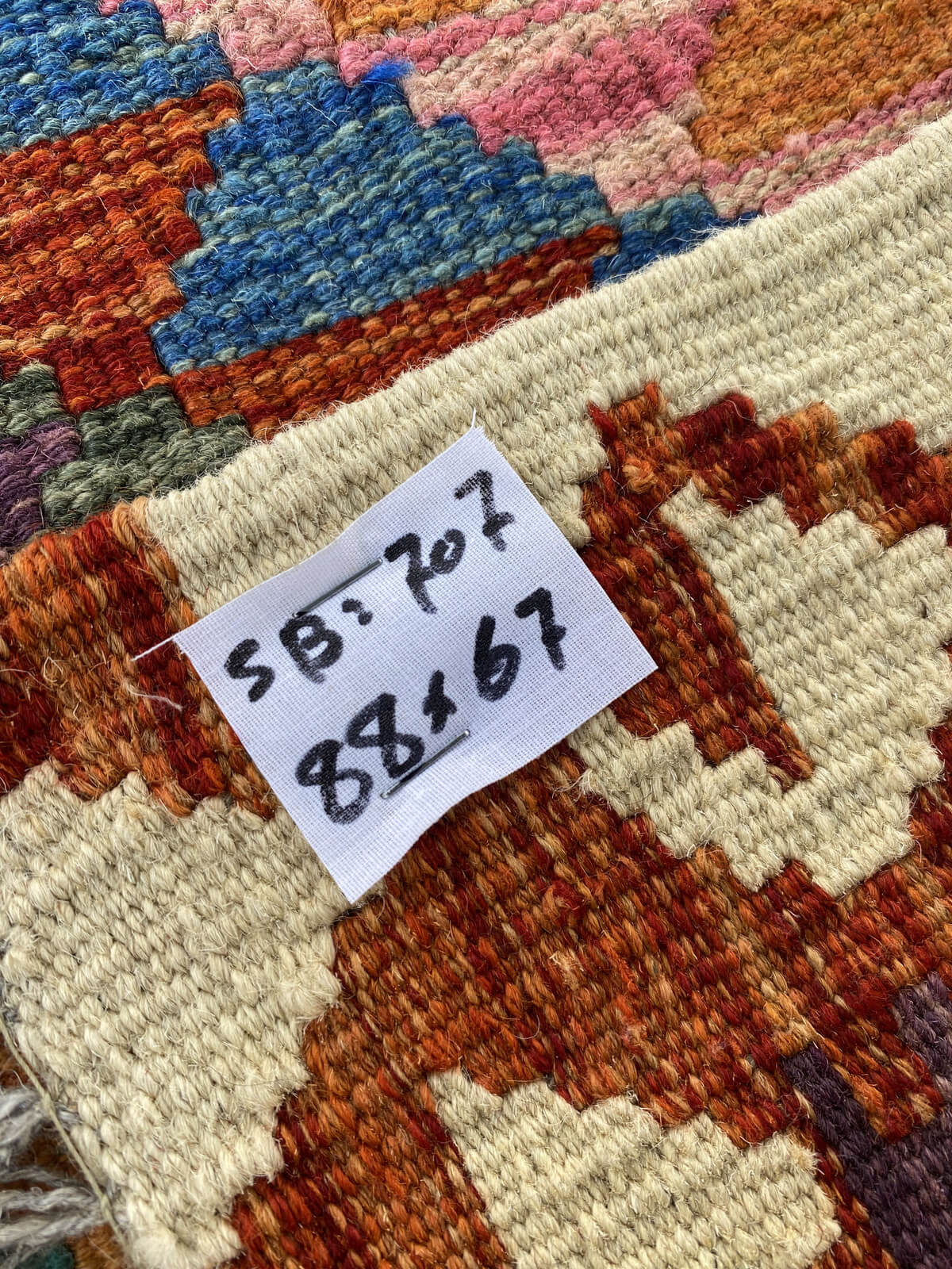 Handmade Afghan Chobi Kilim Rug 88x67 cm KAS#707