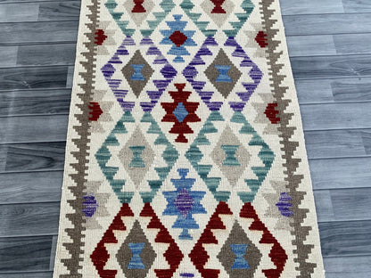 Handmade Afghan Chobi Kilim Hallway Runner Rug 200 CM x 80 CM ( SS # 159 )