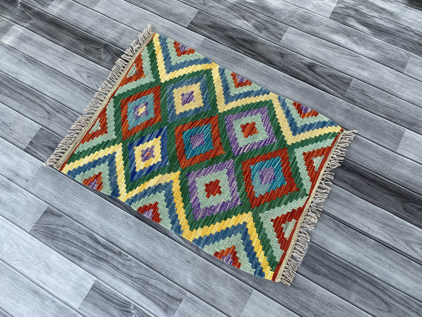 Handmade Afghan Chobi Kilim Rug 75x56 cm KAS#708