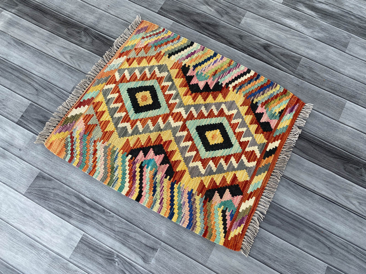 Handmade Afghan Chobi Kilim Rug 75x65 cm KAS#709