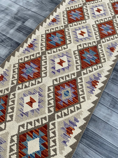 Handmade Afghan Chobi Kilim Hallway Runner Rug 207 CM x 78 CM ( SS # 158 )