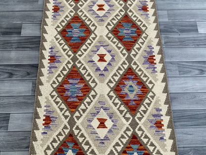 Handmade Afghan Chobi Kilim Hallway Runner Rug 207 CM x 78 CM ( SS # 158 )