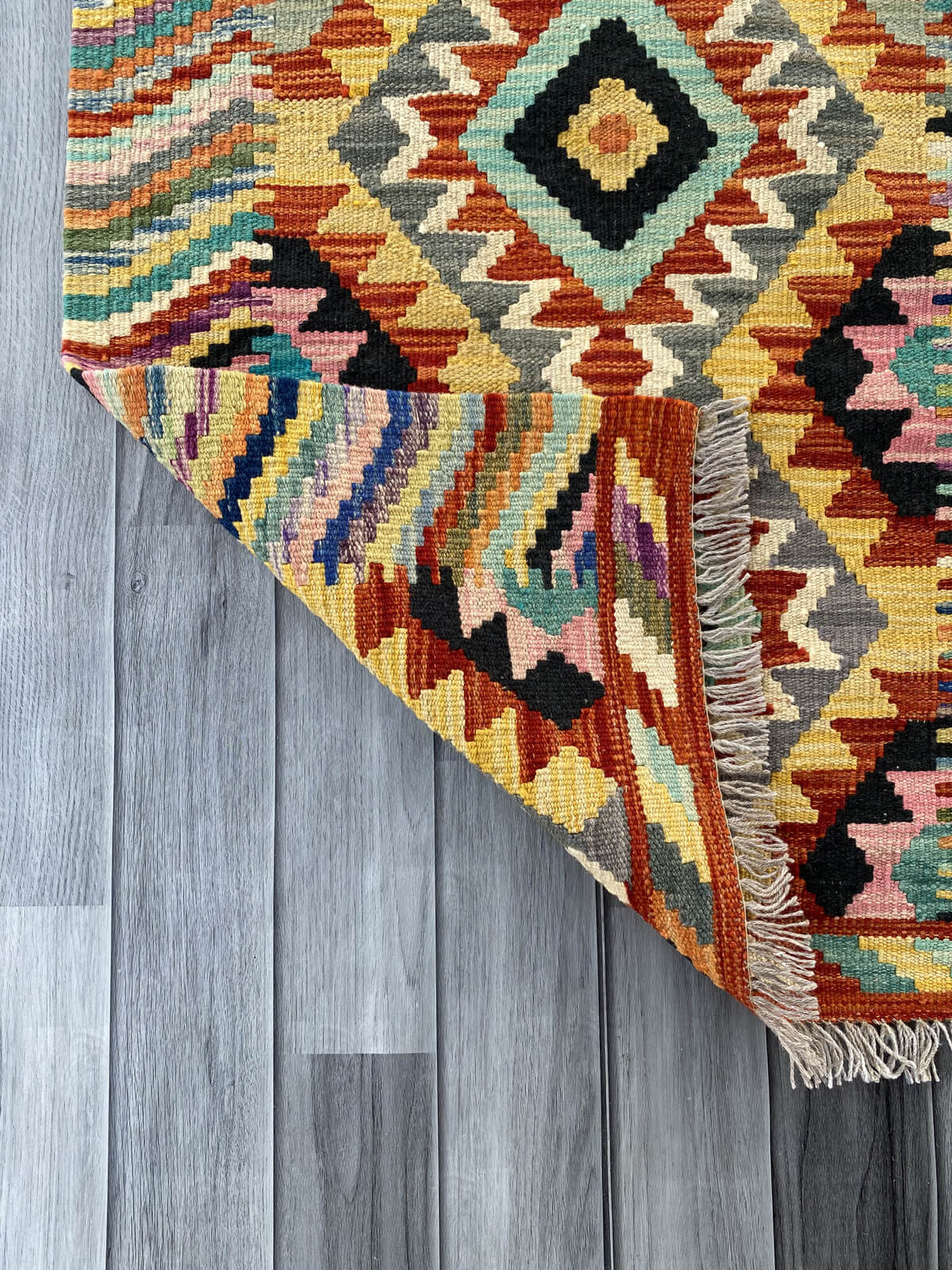Handmade Afghan Chobi Kilim Rug 75x65 cm KAS#709