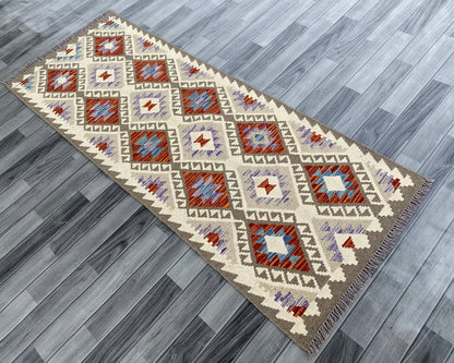 Handmade Afghan Chobi Kilim Hallway Runner Rug 207 CM x 78 CM ( SS # 158 )