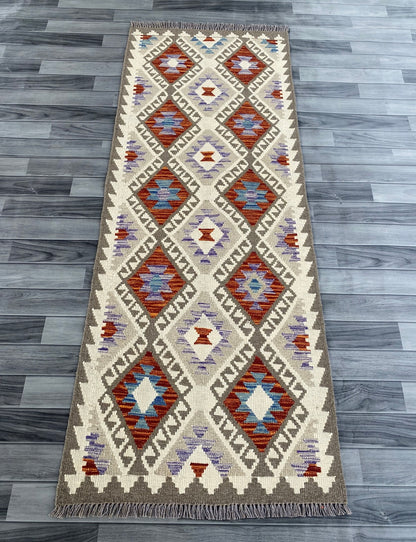 Handmade Afghan Chobi Kilim Hallway Runner Rug 207 CM x 78 CM ( SS # 158 )