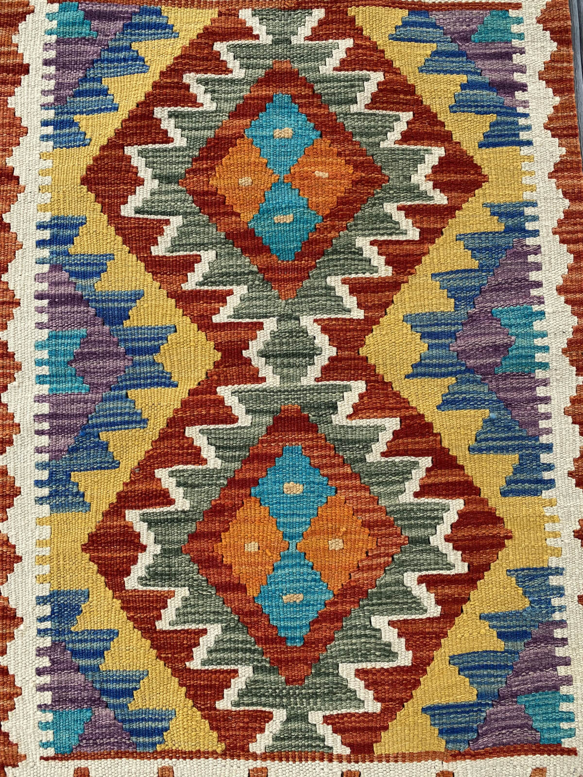 Handmade Afghan Chobi Kilim Rug 86x59 cm KAS#710