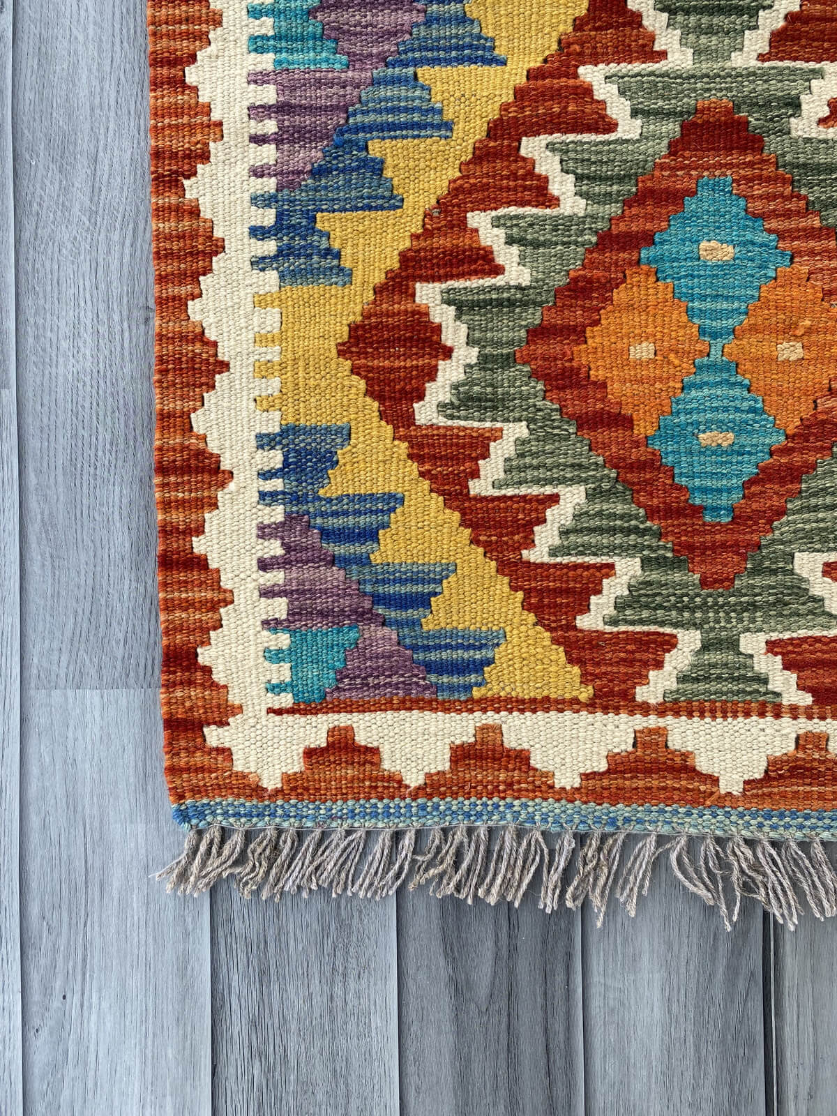 Handmade Afghan Chobi Kilim Rug 86x59 cm KAS#710