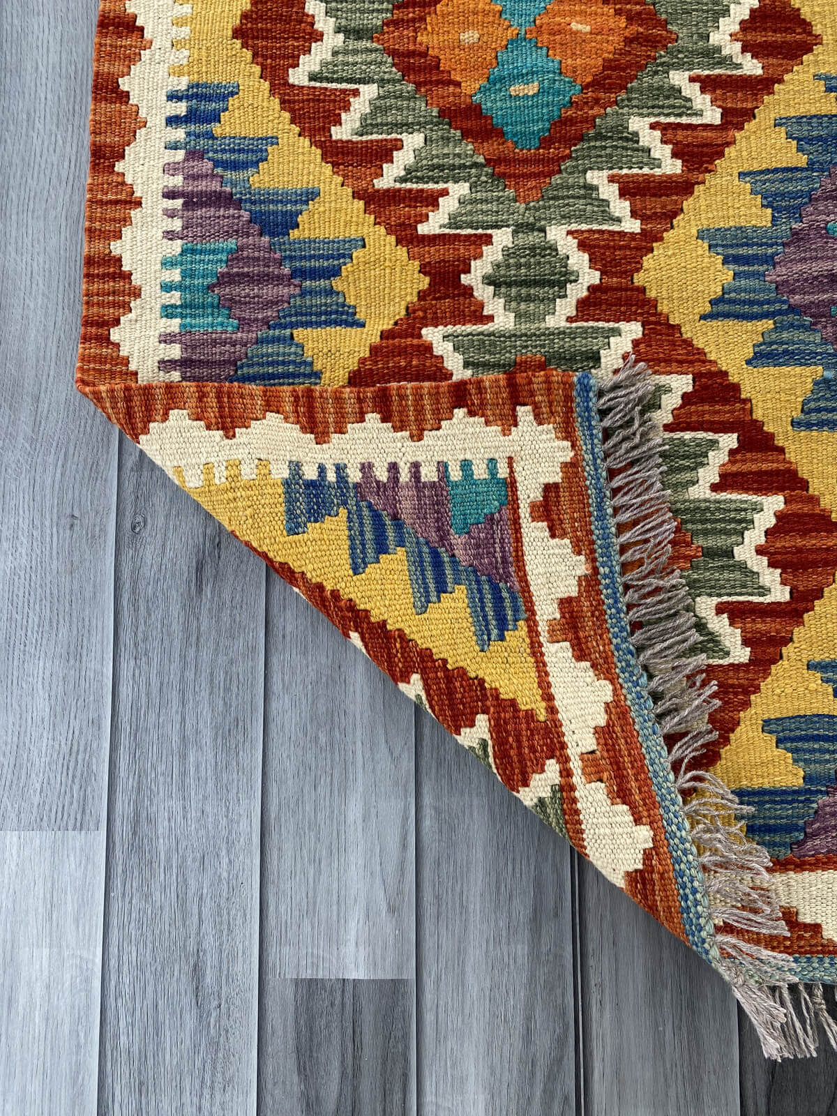Handmade Afghan Chobi Kilim Rug 86x59 cm KAS#710