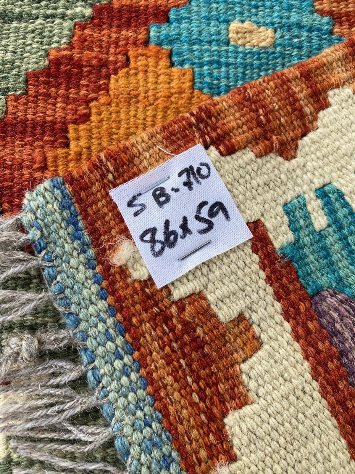 Handmade Afghan Chobi Kilim Rug 86x59 cm KAS#710