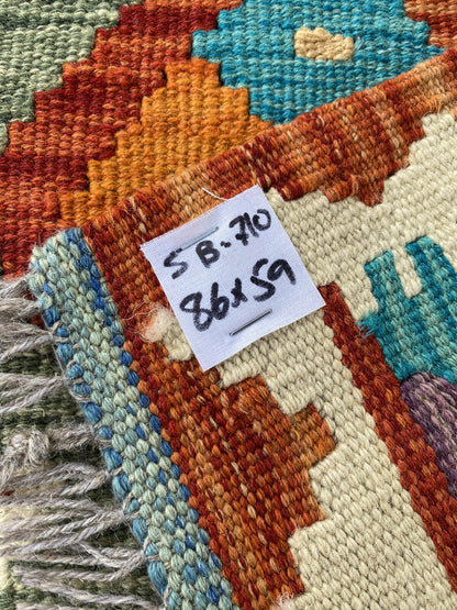 Handmade Afghan Chobi Kilim Rug 86x59 cm KAS#710