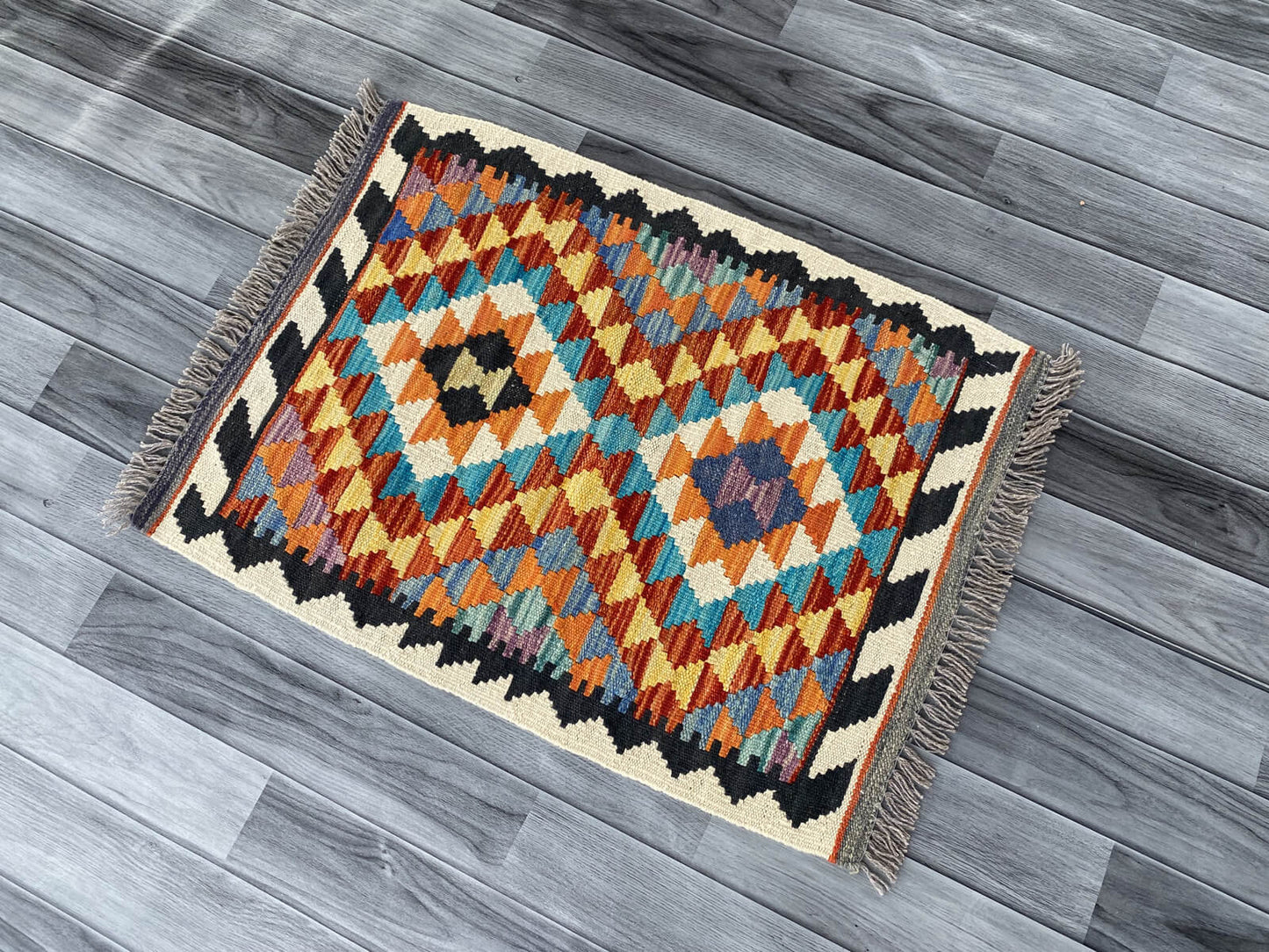 Handmade Afghan Chobi Kilim Rug 80x60 cm KAS#711