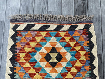 Handmade Afghan Chobi Kilim Rug 80x60 cm KAS#711