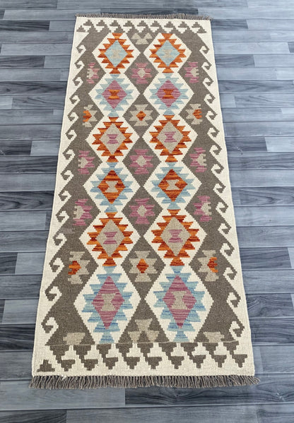 Handmade Afghan Chobi Kilim Hallway Runner Rug 200 CM x 82 CM ( SS # 157 )