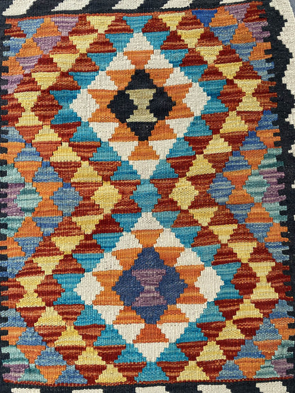 Handmade Afghan Chobi Kilim Rug 80x60 cm KAS#711