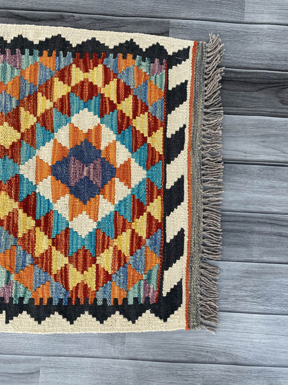 Handmade Afghan Chobi Kilim Rug 80x60 cm KAS#711