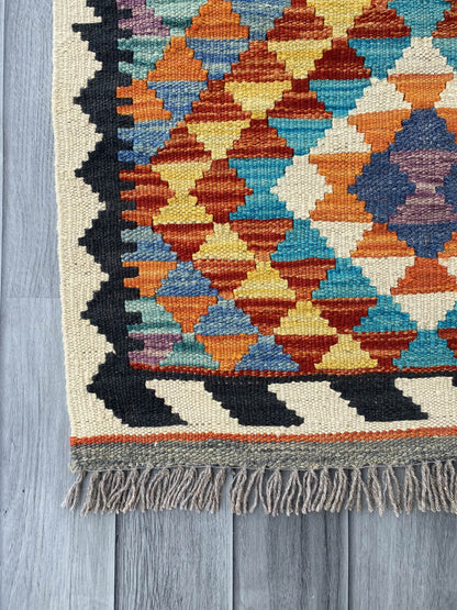 Handmade Afghan Chobi Kilim Rug 80x60 cm KAS#711