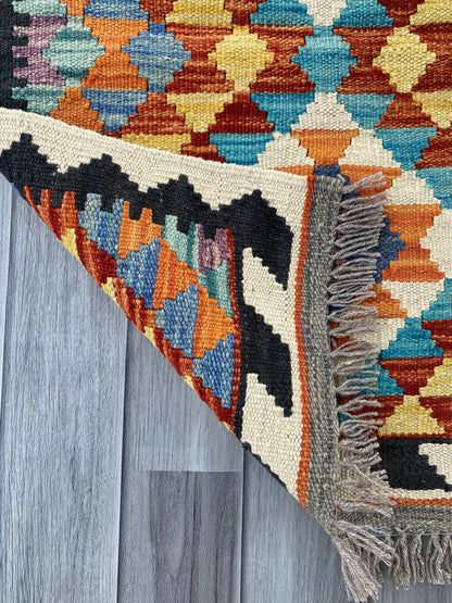 Handmade Afghan Chobi Kilim Rug 80x60 cm KAS#711