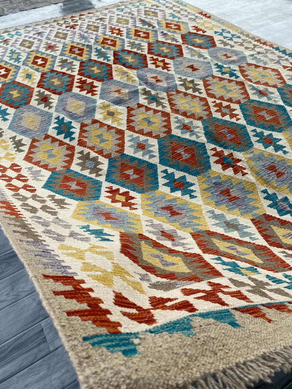 Handmade Afghan Chobi Kilim Rug 282 CM x  203 CM  SS # 142