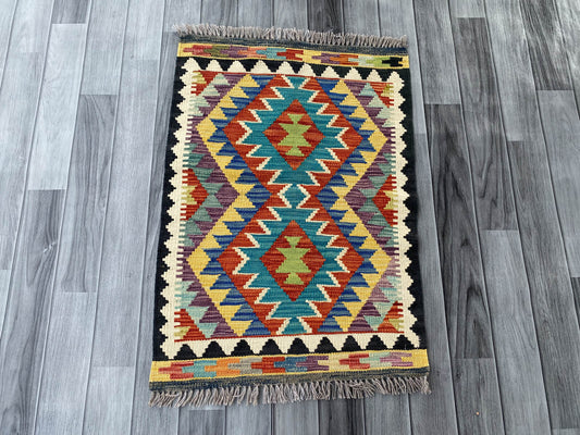 Handmade Afghan Chobi Kilim Rug 84x60 cm KAS#712