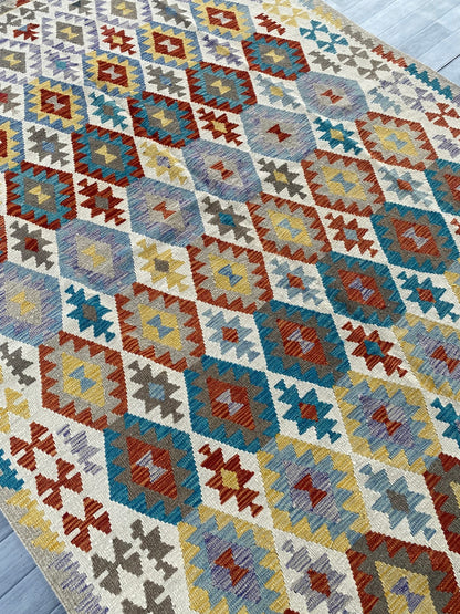 Handmade Afghan Chobi Kilim Rug 282 CM x  203 CM ( SS # 142 )