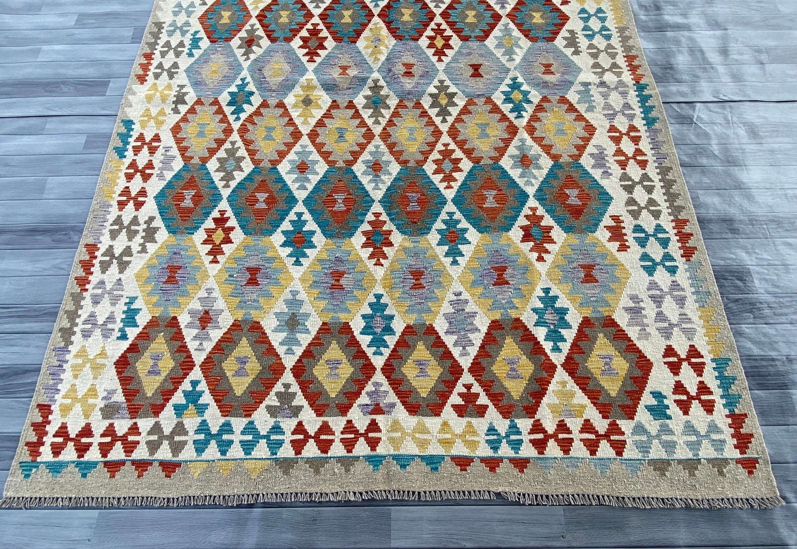 Handmade Afghan Chobi Kilim Rug 282 CM x  203 CM  SS # 142