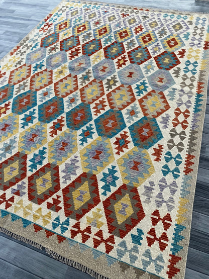 Handmade Afghan Chobi Kilim Rug 282 CM x  203 CM ( SS # 142 )