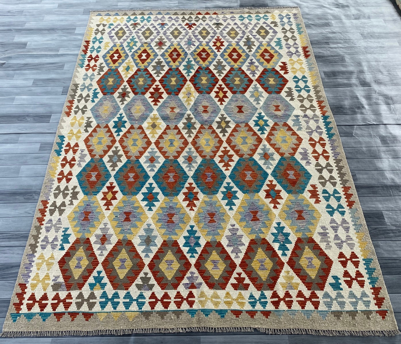 Handmade Afghan Chobi Kilim Rug 282 CM x  203 CM  SS # 142
