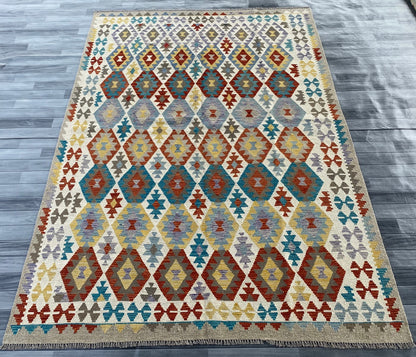 Handmade Afghan Chobi Kilim Rug 282 CM x  203 CM ( SS # 142 )