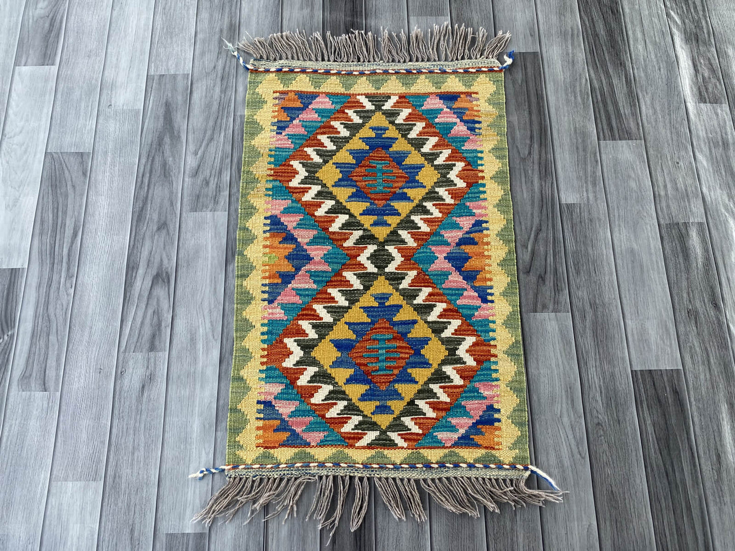 Handmade Afghan Chobi Kilim Rug 89x57 cm KAS#713