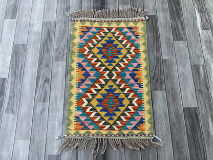 Handmade Afghan Chobi Kilim Rug 89x57 cm KAS#713