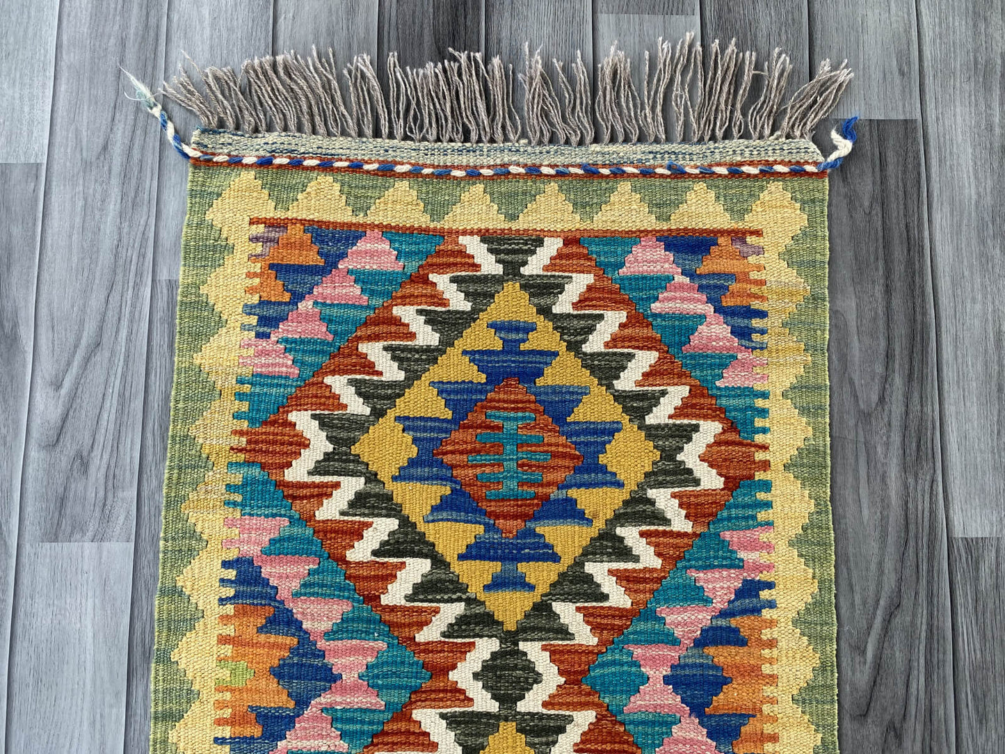Handmade Afghan Chobi Kilim Rug 89x57 cm KAS#713