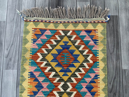 Handmade Afghan Chobi Kilim Rug 89x57 cm KAS#713